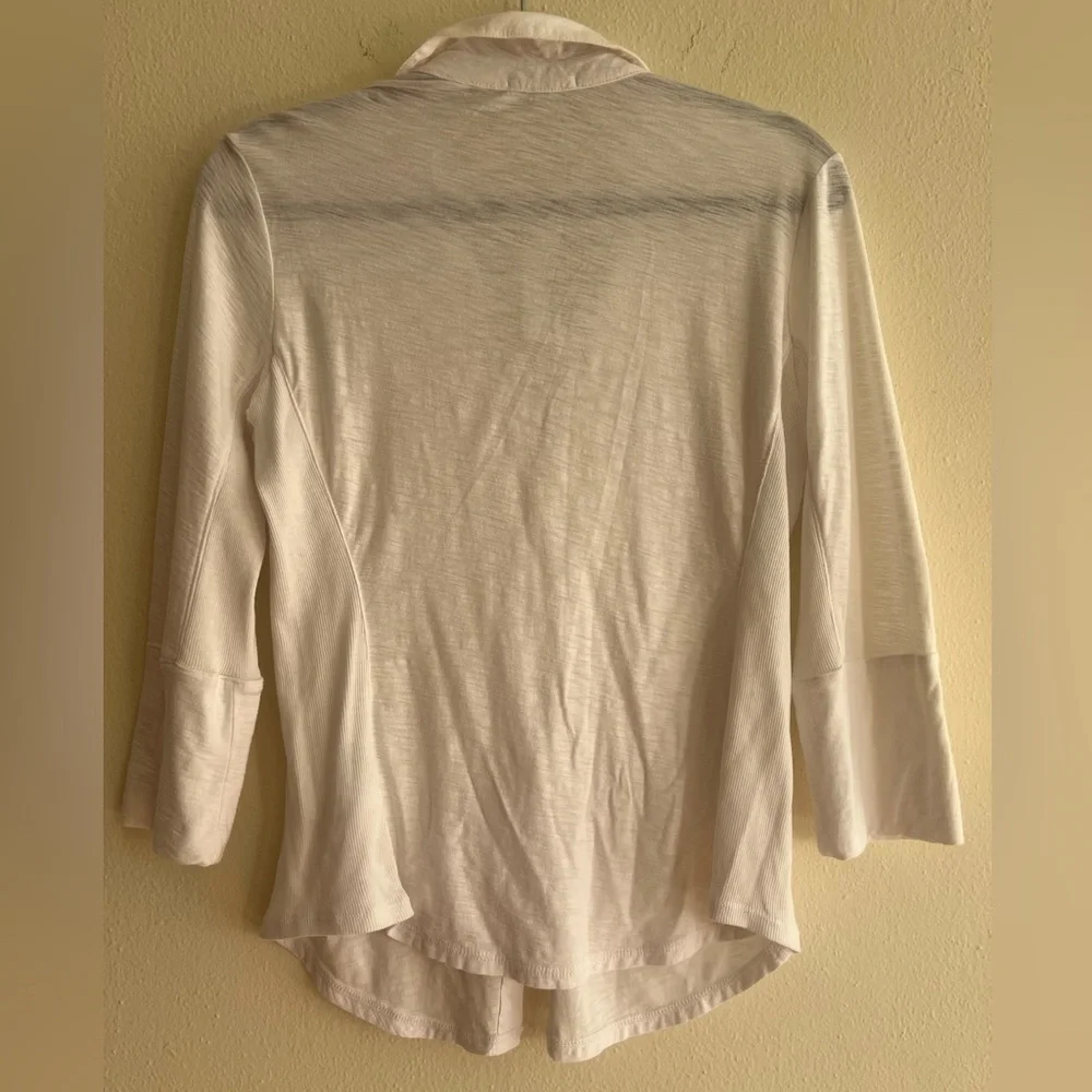 NWT $185 James Perse White Button-Down Shirt Sheer Slub Side Panel Blouse Size 3 - Picture 6 of 12
